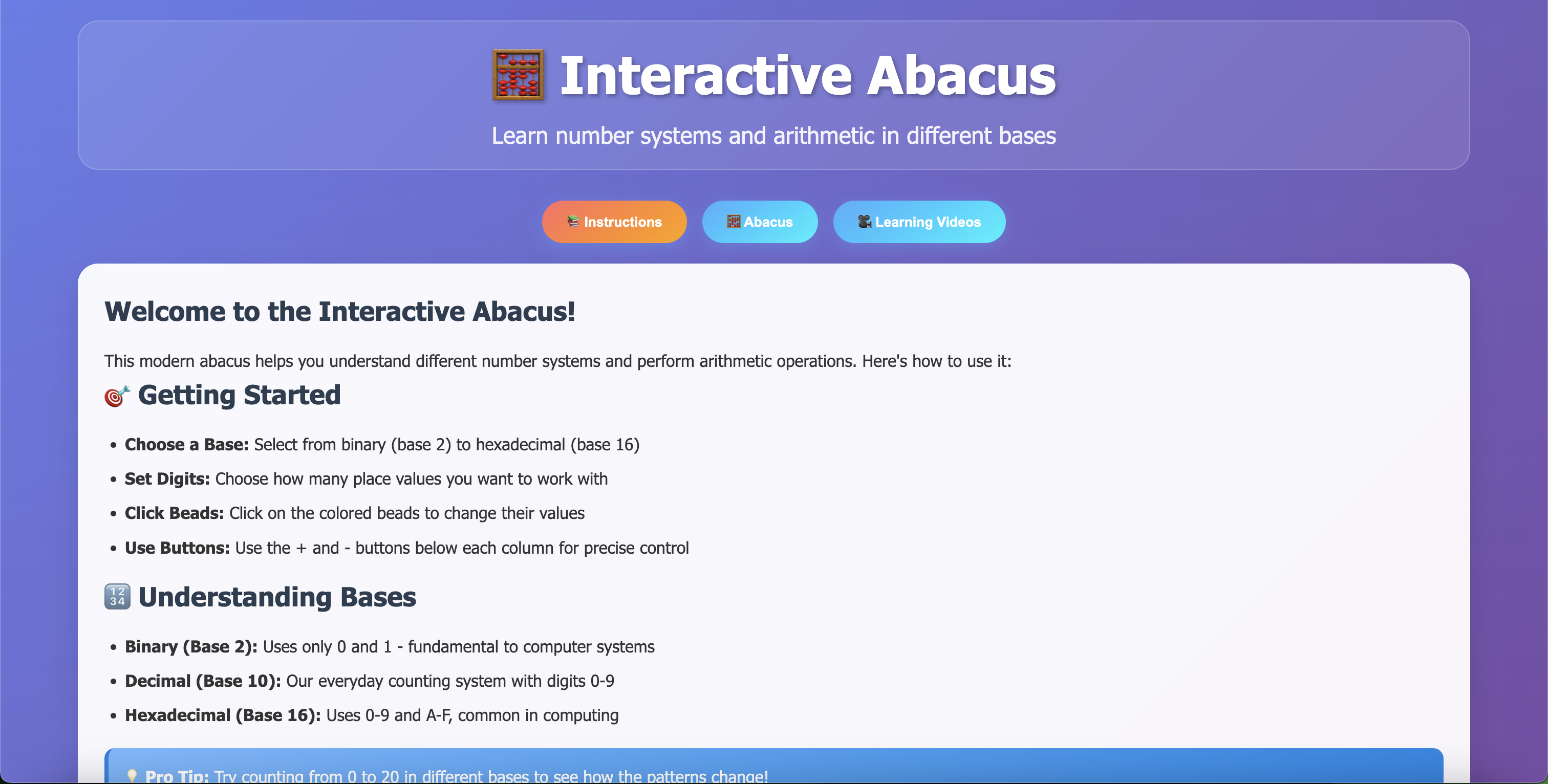Binary Abacus project